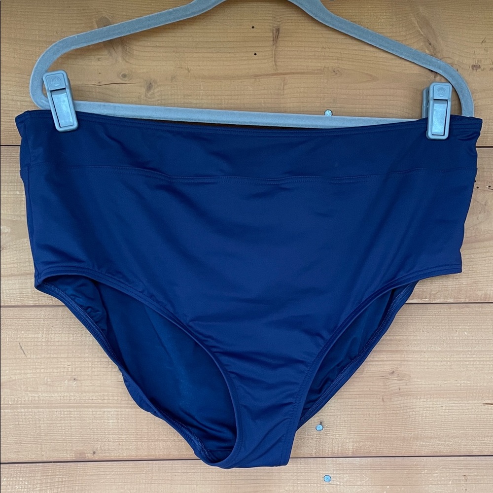 Lands' End Swimsuit Tankini Swim Dress Blue & White Slimming Plus Size 18 - Picture 3 of 13